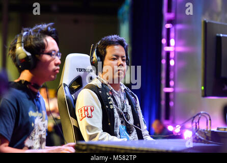 Las Vegas, Nevada, USA. 15th July, 2017. -  OMITO vs. T5M7, Guilty Gear Xrd Rev 2, Grand Final on day 2 at EVO 2017 - Credit: Ken Howard/Alamy Stock Photo