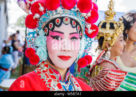 Miami Florida,Homestead,Redlands,Fruit & Spice Park,Asian Culture Festival,festivals fair,Chinese,woman female women,theatrical makeup,traditional cos Stock Photo