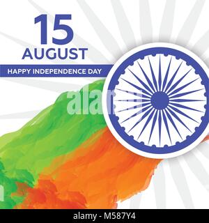 India Independence Day Watercolor Background Stock Vector