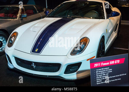 February 15, 2018. Toronto, Canada: Presentation of 2011 Ferrari 599 GTO car during the 2018 Canadian International AutoShow (Feb. 15-25) on at Metro  Stock Photo