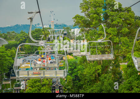 SINGAPORE, SINGAPORE - JANUARY 30, 2018: Outdoor view of Singapore Sentosa Cable Car and Skyline Luge, Singapore Stock Photo