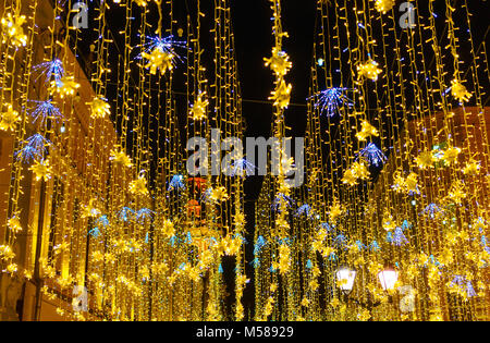 Christmas illuminations on Nikolskaya street in Moscow. Stock Photo