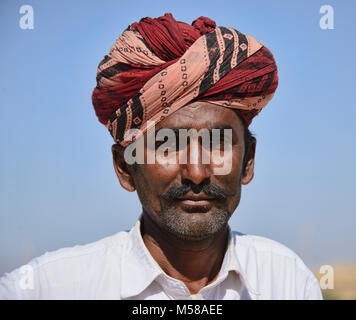 Rajasthani wearing colorful turban, Rajasthan, India Stock Photo