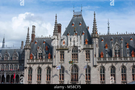 Provinciaal Hof (Provincial Court) – a neogothic building on the Grote Markt (Market Square), Bruges, Belgium Stock Photo