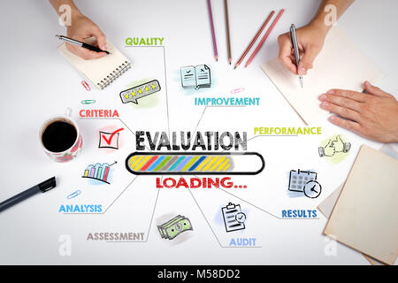 evaluation concept. Chart with keywords and icons. The meeting at the white office table Stock Photo