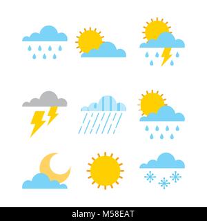 set of climate  change clouds sun rain sky Stock Vector