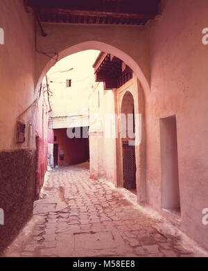 Narrow street in Moroccan city Stock Photo