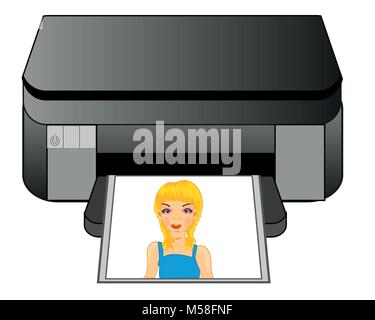 Office equipment colour printer Stock Vector