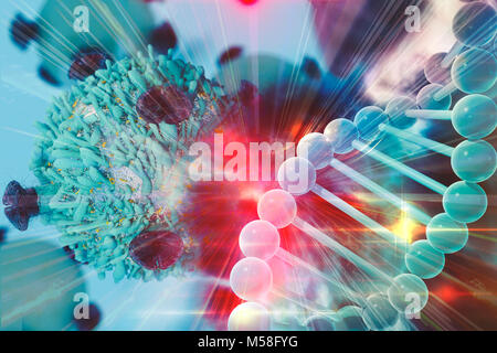 Gene Therapy for Cancer Treatment Concept Cancer therapy with T-cell and DNA Stock Photo
