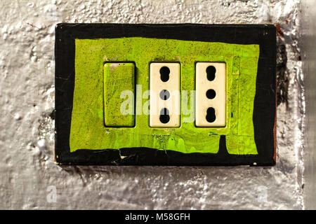 Colored Green power Outlet Stock Photo