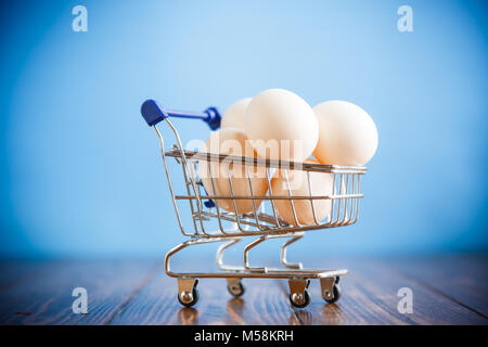 shopping cart full with eggs Stock Photo