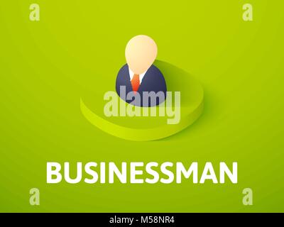 Businessman isometric icon, isolated on color background Stock Vector