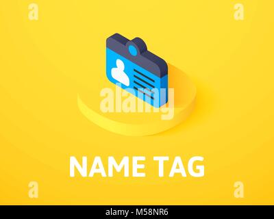 Name tag isometric icon, isolated on color background Stock Vector