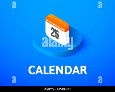 Calendar isometric icon, isolated on color background Stock Vector
