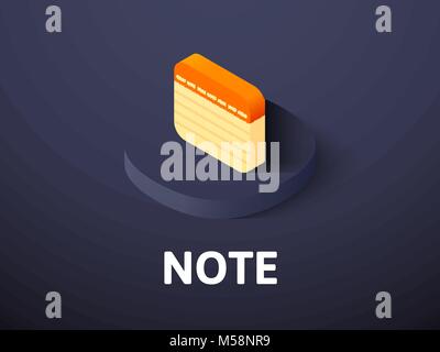 Note isometric icon, isolated on color background Stock Vector