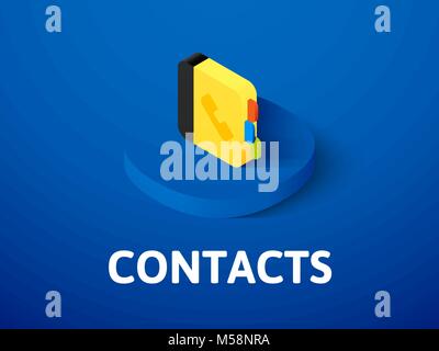 Contacts isometric icon, isolated on color background Stock Vector