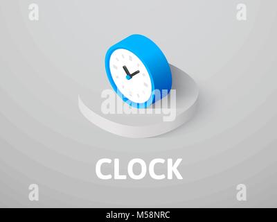 Clock isometric icon, isolated on color background Stock Vector