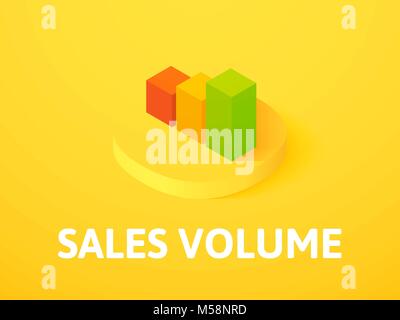 Sales volume isometric icon, isolated on color background Stock Vector