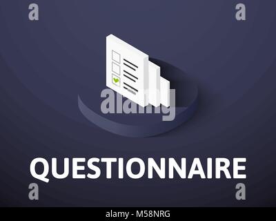 Questionnaire isometric icon, isolated on color background Stock Vector