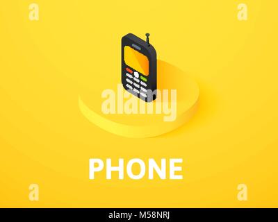Phone isometric icon, isolated on color background Stock Vector