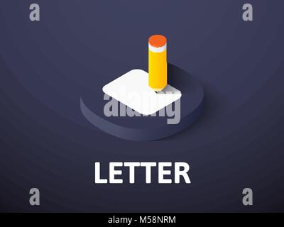 Letter isometric icon, isolated on color background Stock Vector