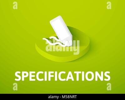 Specifications isometric icon, isolated on color background Stock Vector