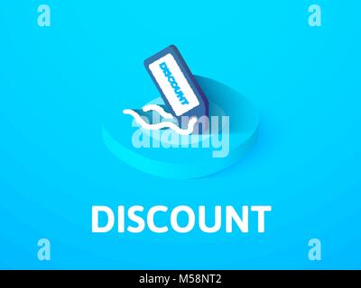 Discount isometric icon, isolated on color background Stock Vector