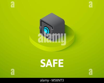 Safe isometric icon, isolated on color background Stock Vector