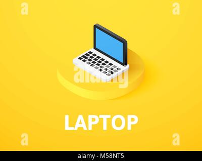 Laptop isometric icon, isolated on color background Stock Vector