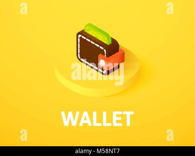 Wallet isometric icon, isolated on color background Stock Vector
