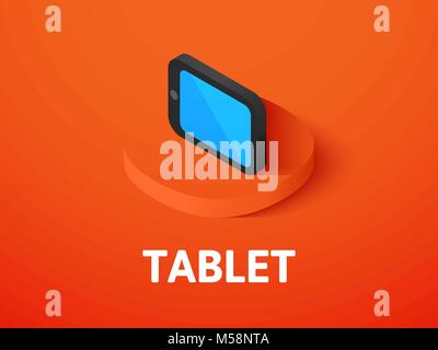 Tablet isometric icon, isolated on color background Stock Vector
