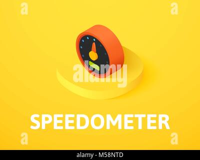 Speedometer isometric icon, isolated on color background Stock Vector