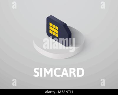Simcard isometric icon, isolated on color background Stock Vector