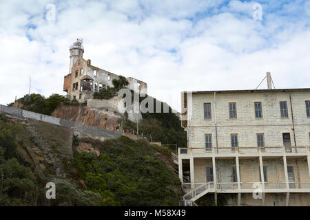 Buildings At The Historic Prison On Alcatraz Island, San Francisco, California. Stock Photo