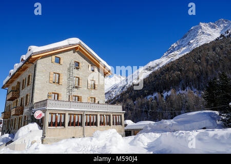 Swiss Moutain lodge, Arolla, Val d'Herens, Valais, Swiss Stock Photo