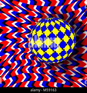 Illusion Vector. Optical 3d Art. Rotation Dynamic Optical Effect. Swirl Illusion. Movement Executed In The Form. Psychedelic Distortion Dynamic Effect. Geometric Magic Background Illustration Stock Vector