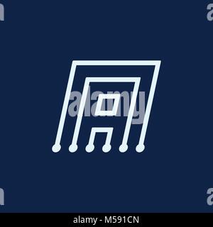 Letter A. Font maze italic, vector geometric alphabet on dark background Stock Vector