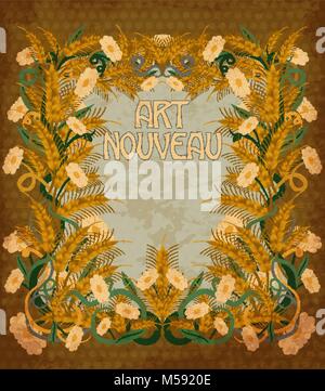Wheaten banner in art nouveau style, vector illustration Stock Vector