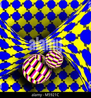 Illusion Vector. Optical 3d Art. Rotation Dynamic Optical Effect. Swirl Illusion. Delusion, Endless, Fallacy. Geometric Magic Background Illustration Stock Vector
