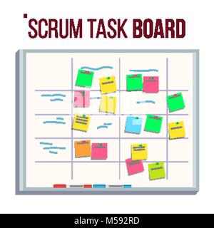 Planning Board Vector. Agile Board. Tasks For Team Development. Full Of Tasks. Flat Illustration Stock Vector