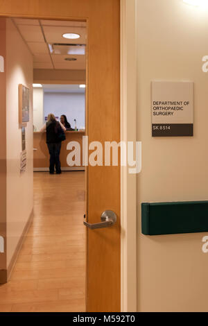 Office sign for Department of Orthopaedic Surgery (doctor's offices) at New York University Langone Hospital. Stock Photo
