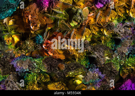 multicolored rock creates a graphic background. Stock Photo