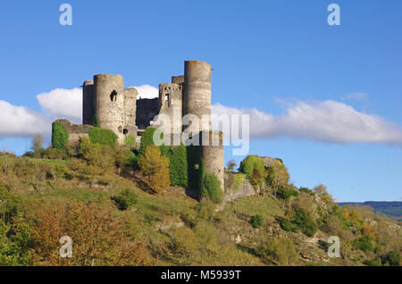 ruins of old medieval castle . fortified wall and tower detail brick ...