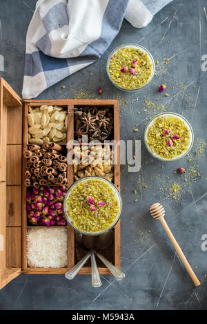 Muhallabia with box of nuts Stock Photo