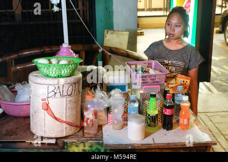 A night stand offers balot, cooked fertilized duck egg, Metro Manila, The Philippines Stock Photo