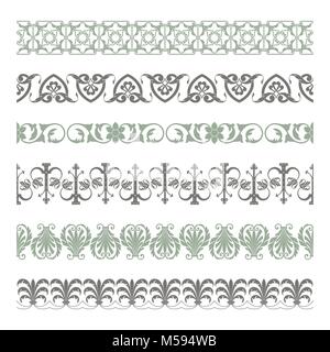 Set of seamless decorative borders Stock Vector