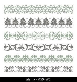 Set of seamless decorative borders Stock Vector