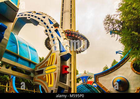 Nantou, Taiwan - November 21, 2015: Joy to the World in Formosan Aboriginal Culture Village has the latest water roller coaster “Caribbean Adventure”, Stock Photo