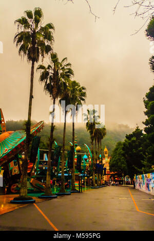 Nantou, Taiwan - November 21, 2015: Joy to the World in Formosan Aboriginal Culture Village has the latest water roller coaster “Caribbean Adventure”, Stock Photo