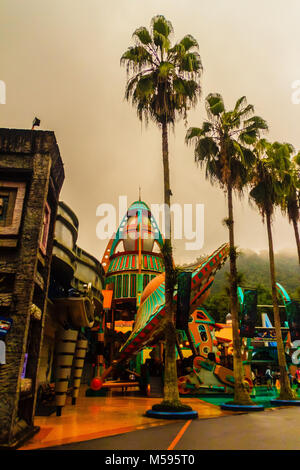 Nantou, Taiwan - November 21, 2015: Joy to the World in Formosan Aboriginal Culture Village has the latest water roller coaster “Caribbean Adventure”, Stock Photo